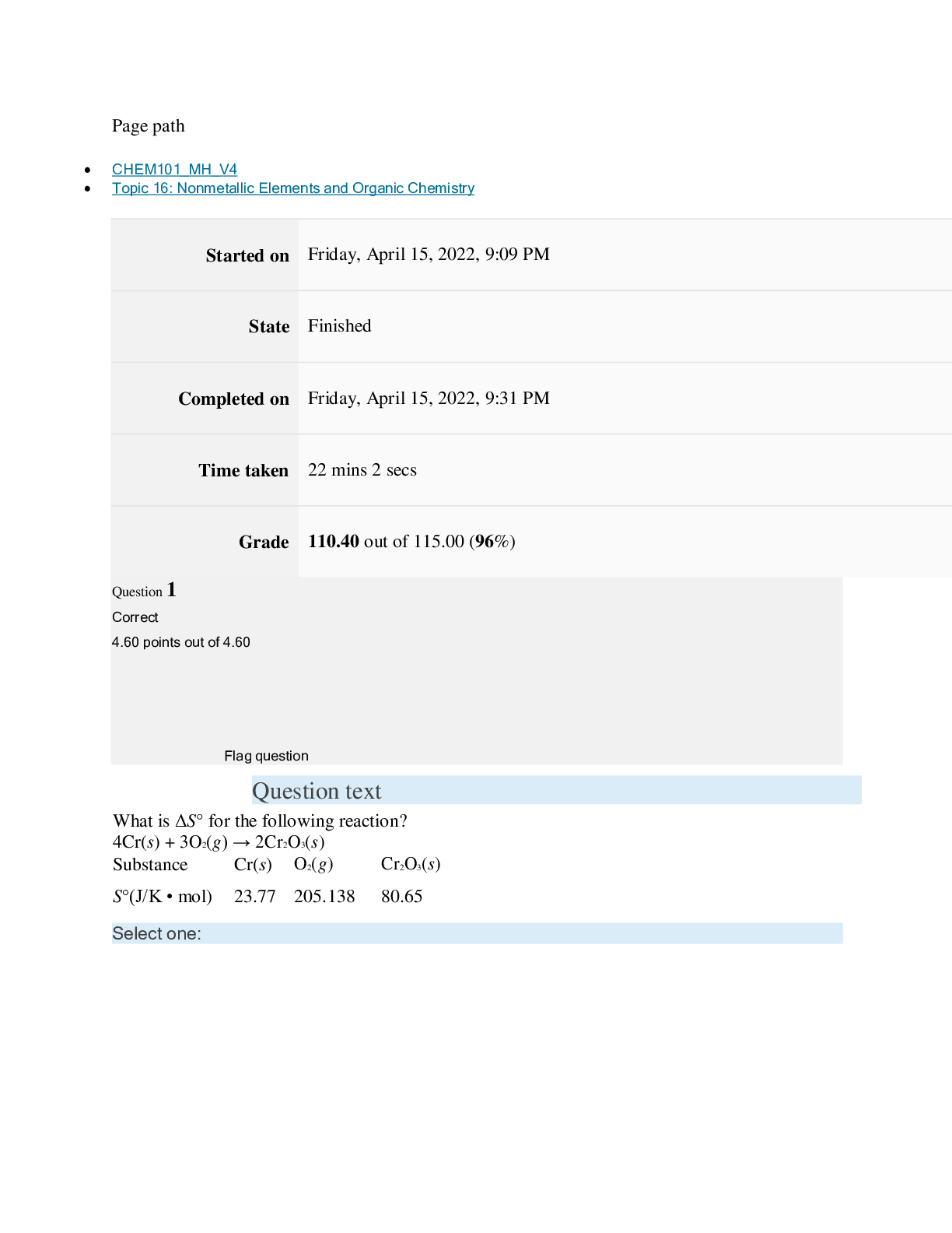 Preview image for CHEM101 Topic 16: Nonmetallic Elements and Organic Chemistry[GRADED A+]